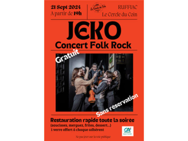 Concert Folk Rock avec Jeko Le 21 sept 2024