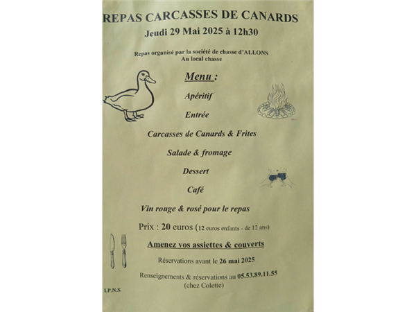Repas carcasses de canards