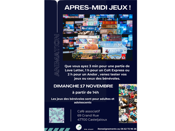 Après-midi jeux Le 17 nov 2024