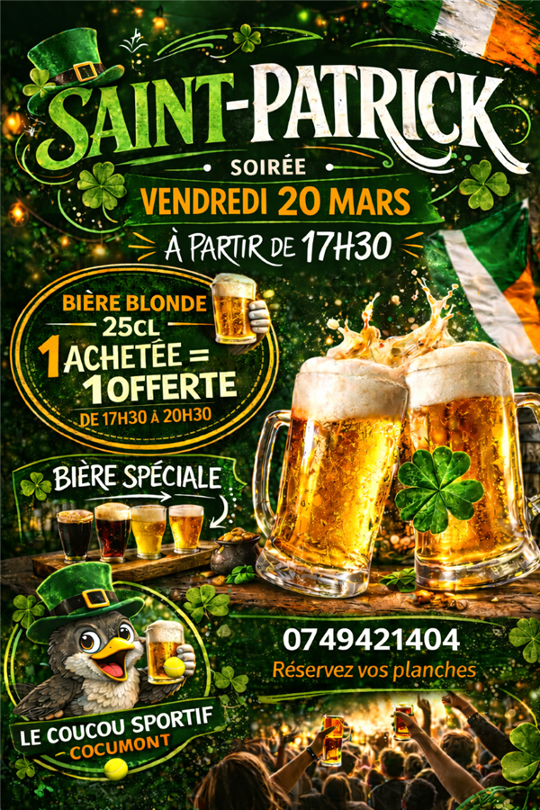 Soirée Saint-Patrick au Coucou Sportif 