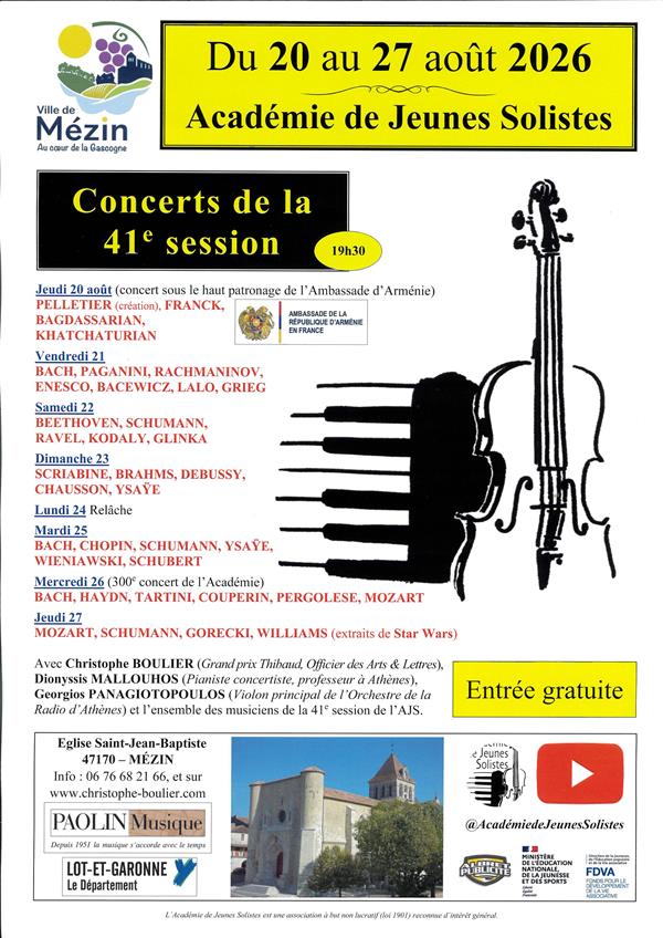 Concert d'ouverture de la 41è session de l'Académie des Jeunes Solistes