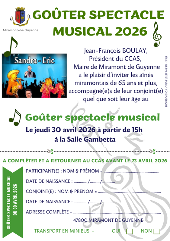 Goûter et spectacle musical des Ainées
