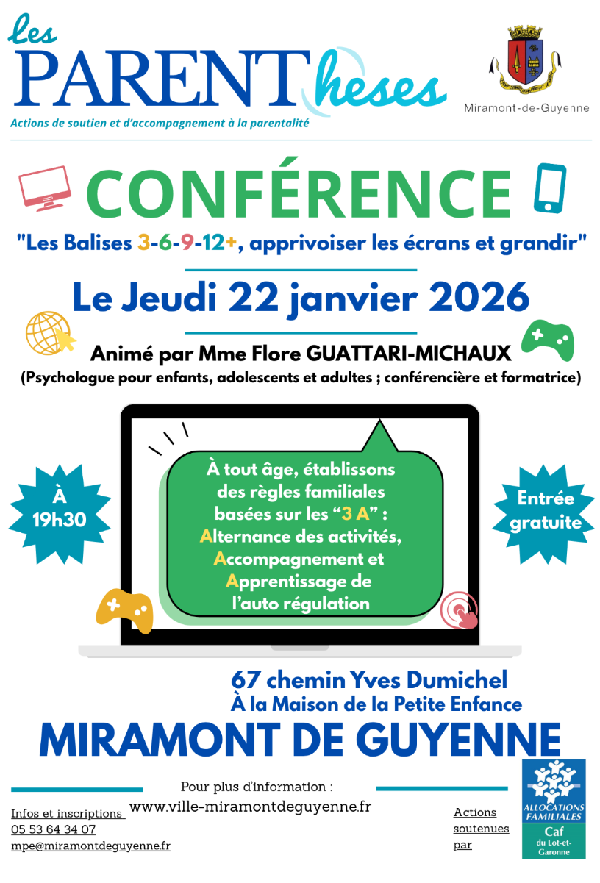 Atelier parenthèse : Conférence : les balises 3-6-9-12+, apprivoiser et grandir