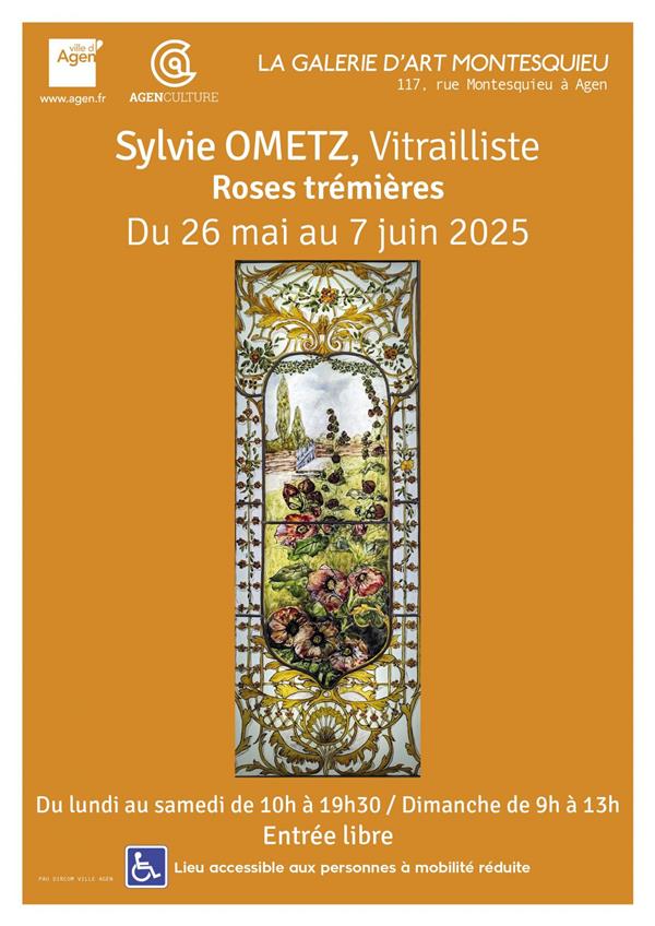 Exposition de vitraux : Roses trémières par Sylvie Ometz